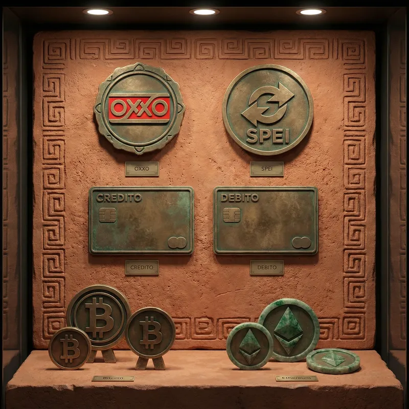 Métodos de pago OXXO SPEI tarjetas y criptomonedas en Casino Central México