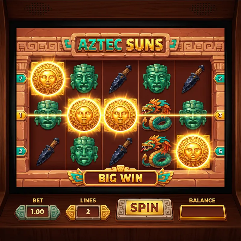 Tragamonedas aztecas con símbolos del sol y Quetzalcóatl en Casino Central México